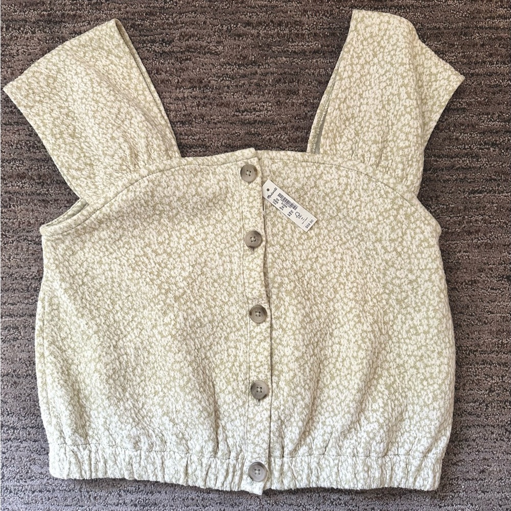 Madewell Cream Textured Button-Up Blouse